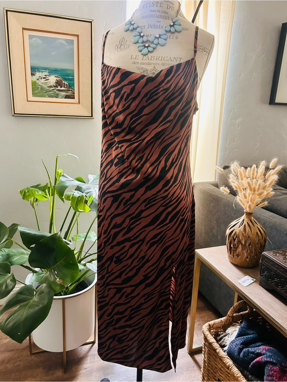 Forever 21 Brown and Black Tiger Print Slip Dress - Picture 9 of 10